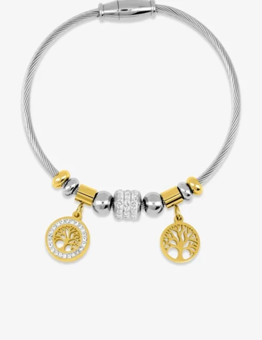 Bracelet câble acier bicolore et motifs SO OR