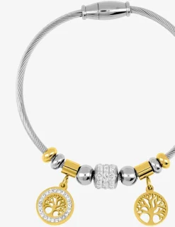 Bracelet câble acier bicolore et motifs SO OR