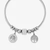 Bracelet câble acier, breloques arbre de vie et cristaux blancs SO OR