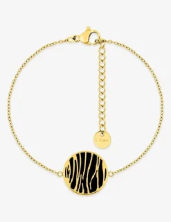 Bracelet cercle acier doré et émail noir SO OR