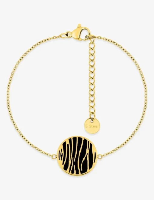 Bracelet cercle acier doré et émail noir SO OR