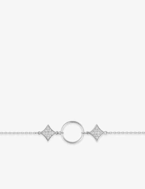 Bracelet cercle argent 925‰ rhodié et losanges oxydes de zirconium SO OR