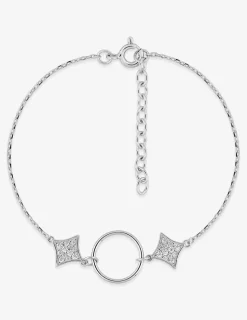 Bracelet cercle argent 925‰ rhodié et losanges oxydes de zirconium SO OR