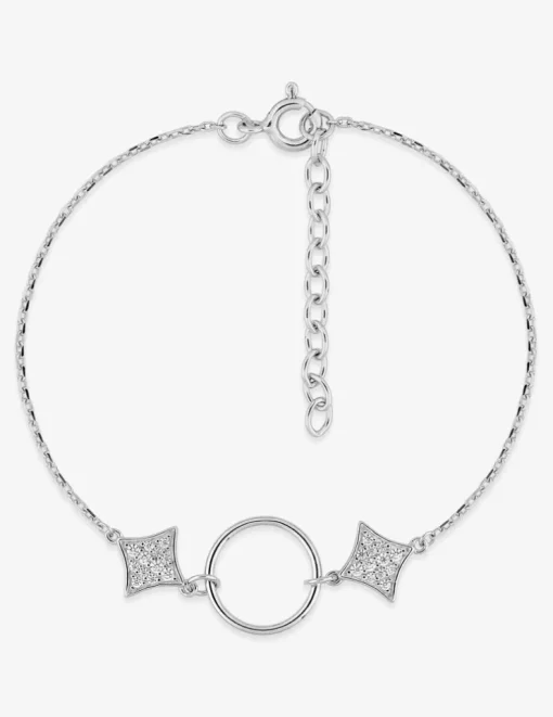 Bracelet cercle argent 925‰ rhodié et losanges oxydes de zirconium SO OR