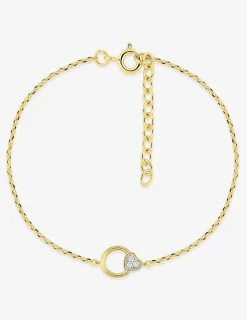 Bracelet cercle et cœur plaqué or et oxydes de zirconium sur du rhodium SO OR