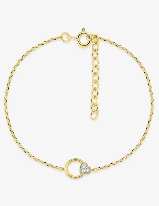 Bracelet cercle et cœur plaqué or et oxydes de zirconium sur du rhodium SO OR