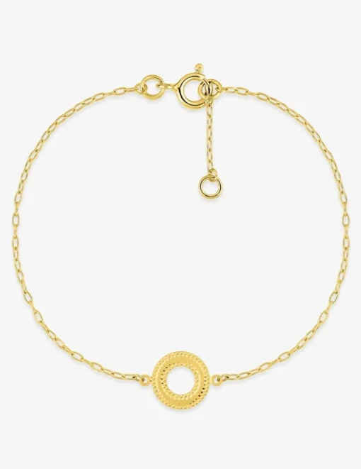 Bracelet cercle liseré perlé or jaune 375‰ SO OR