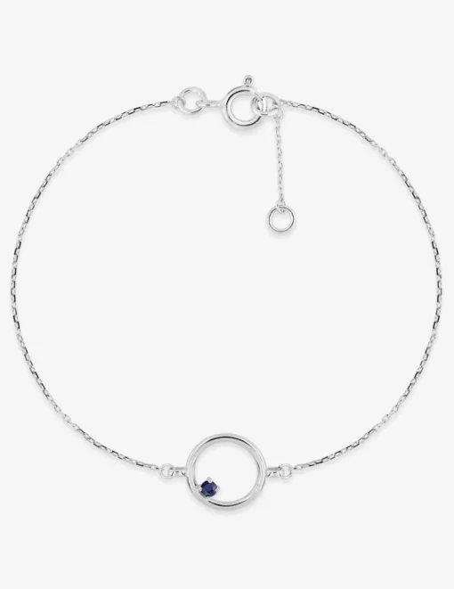Bracelet cercle or blanc 375‰ et saphir SO OR