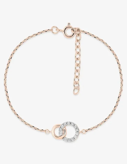 Bracelet cercle plaqué or rose et cercle rhodium avec oxydes de zirconium entrelacés SO OR