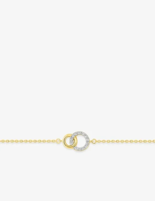 Bracelet cercle plaqué or et cercle rhodium avec oxydes de zirconium entrelacés SO OR