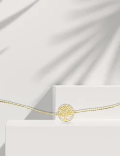 Bracelet chaine et arbre de vie en or jaune 375 ‰ SO OR