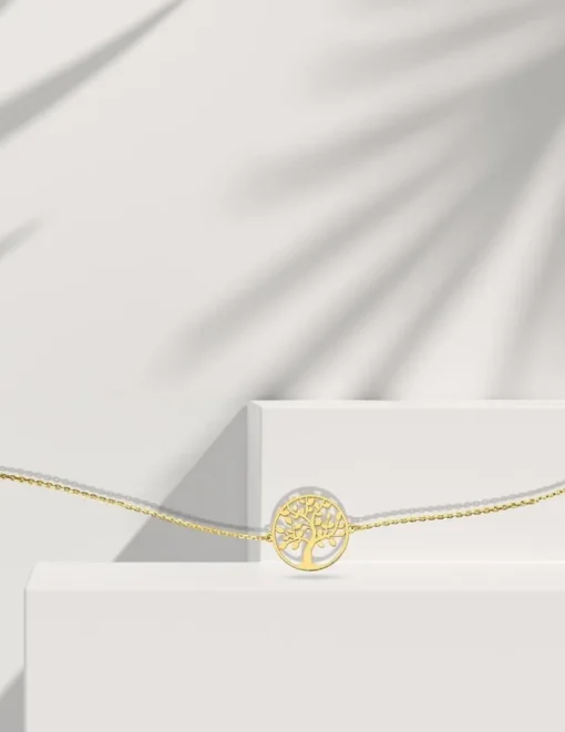 Bracelet chaine et arbre de vie en or jaune 375 ‰ SO OR
