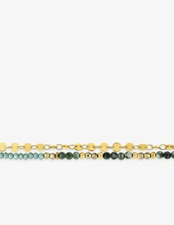Bracelet chaîne acier doré et turquoises vertes synthétiques SO OR