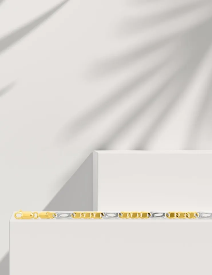 Bracelet Chaîne bicolore or 375 ‰ SO OR