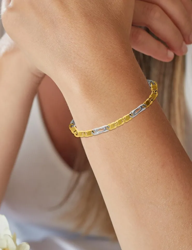 Bracelet Chaîne bicolore or 375 ‰ SO OR