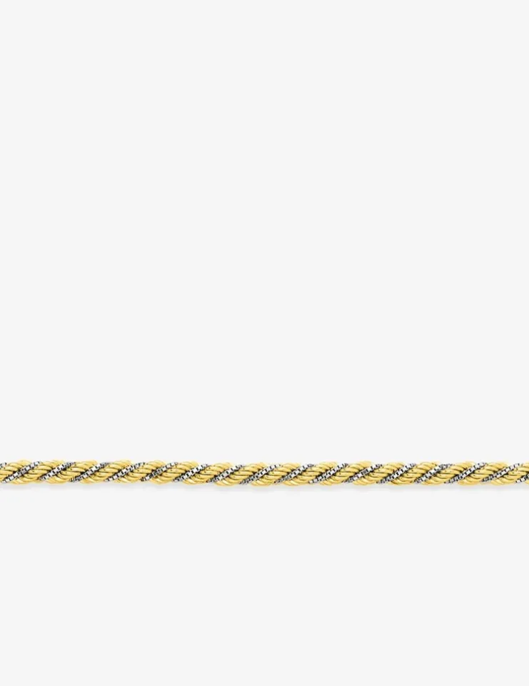 Bracelet Chaîne corde et Vénitienne en or jaune et blanc 375 ‰ SO OR