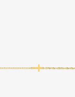 Bracelet chaîne forçat et chaîne Singapour croix plaqué or SO OR