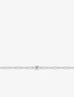 Bracelet chaîne forçat rectangle argent 925‰ rhodié et oxyde de zirconium serti griffes SO OR