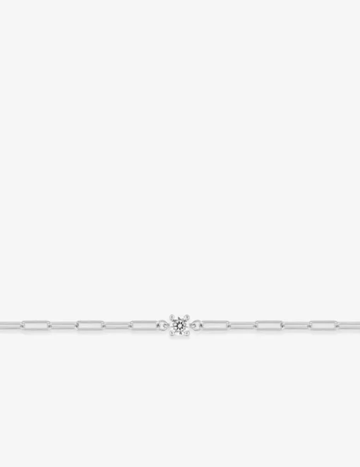 Bracelet chaîne forçat rectangle argent 925‰ rhodié et oxyde de zirconium serti griffes SO OR