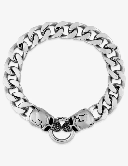 Bracelet chaîne gourmette et têtes de mort SO OR