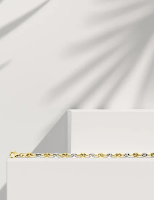 Bracelet Chaîne grain de café bicolore or 375 ‰ SO OR