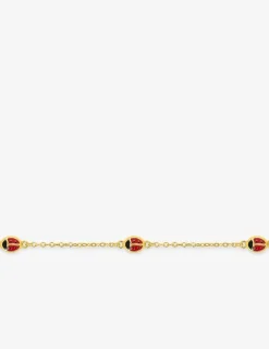 Bracelet coccinelles plaqué or et laque SO OR