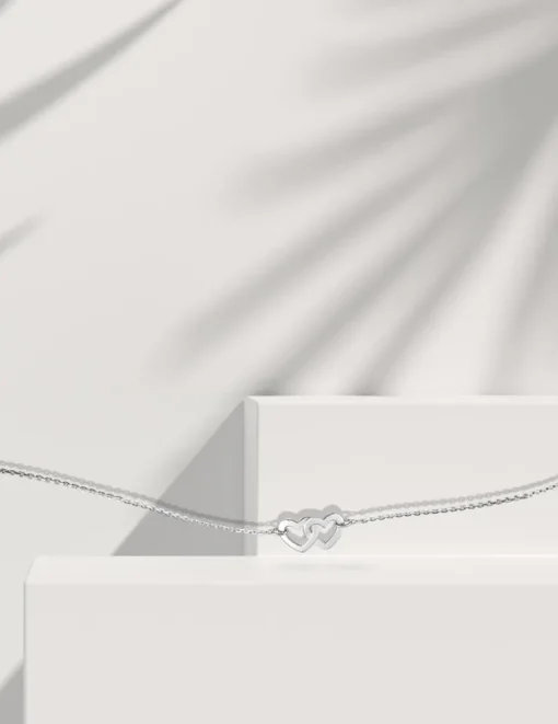 Bracelet coeurs en argent 925 ‰ rhodié SO OR