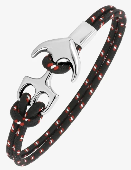 Bracelet cordon acier gris ancre fantaisie SO OR