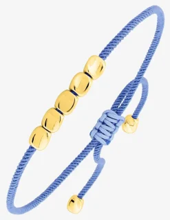 Bracelet cordon bleu acier cuivre doré SO OR