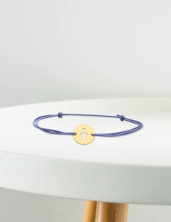 Bracelet cordon bleu motif garçon en or jaune 375 ‰ SO OR
