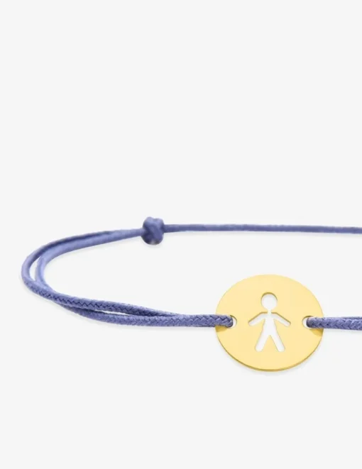 Bracelet cordon bleu motif garçon en or jaune 375 ‰ SO OR