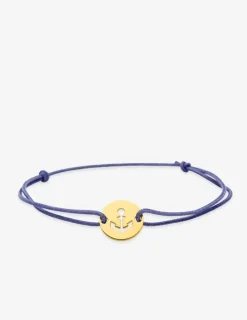 Bracelet cordon bleu motif ancre en or jaune 375 ‰ SO OR