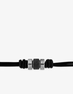 Bracelet cordon cuir et acier SO OR