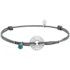 Bracelet cordon gris et argent 925 ‰ rhodié, turquoise SO OR
