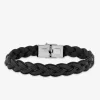 Bracelet cordon noir et acier gris SO OR