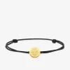 Bracelet cordon noir et jeton or 375 ‰ jaune croix occitane SO OR