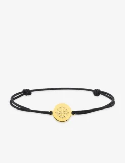 Bracelet cordon noir et jeton or 375 ‰ jaune croix occitane SO OR