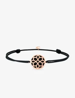 Bracelet cordon noir Harmonie jeton Or rose 375‰ et laque noir de Jais SO OR