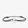 Bracelet cordon noir jeton 17 mm argent rhodié 925 ‰ SO OR