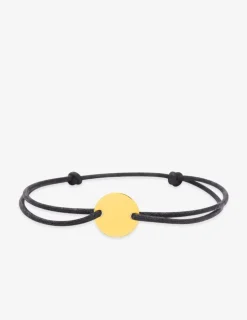 Bracelet cordon noir motif or jaune 375 ‰ SO OR