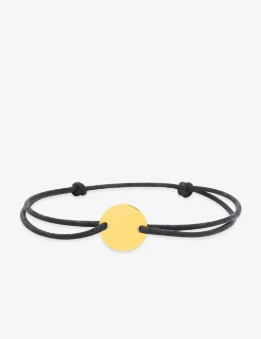 Bracelet cordon noir motif or jaune 375 ‰ SO OR