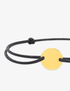 Bracelet cordon noir motif or jaune 375 ‰ SO OR