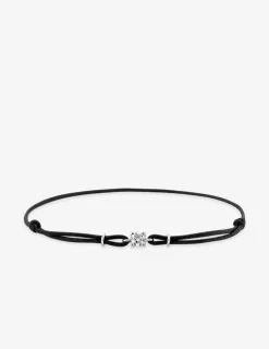 Bracelet cordon noir, oxyde de zirconium 4 mm et argent rhodié 925 ‰ SO OR