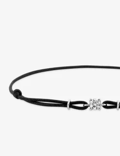 Bracelet cordon noir, oxyde de zirconium 4 mm et argent rhodié 925 ‰ SO OR