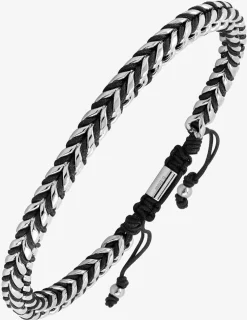 Bracelet cordon nylon noir et acier SO OR