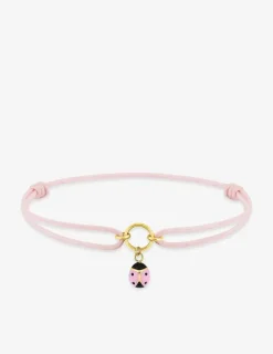 Bracelet cordon rose coccinelle or jaune 750‰ SO OR