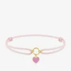 Bracelet cordon rose cœur or jaune 750‰ SO OR