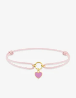 Bracelet cordon rose cœur or jaune 750‰ SO OR