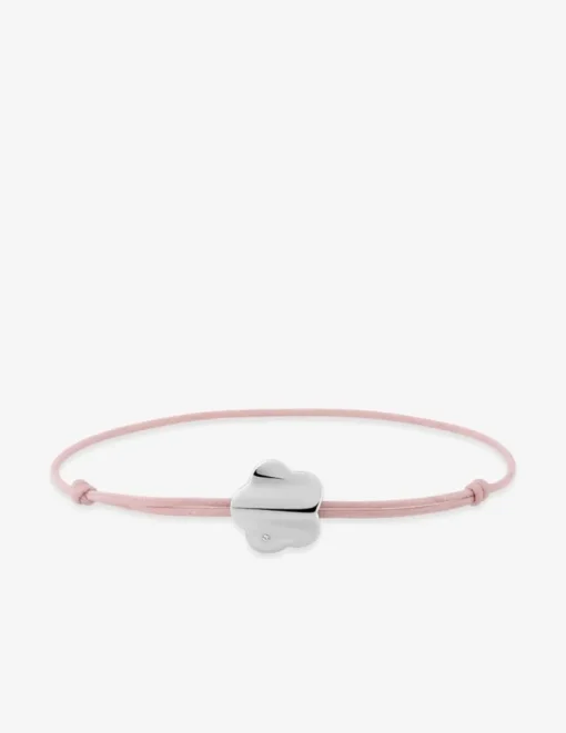 Bracelet cordon rose fleur argent 925‰ rhodié et oxyde de zirconium SO OR