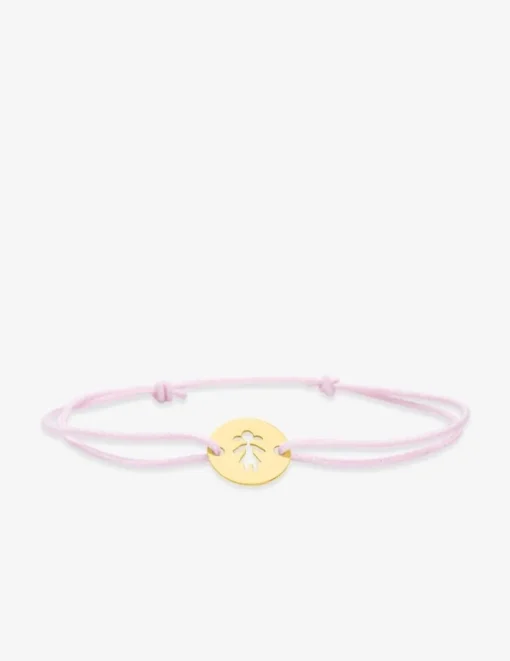 Bracelet cordon rose motif fille en or jaune 375 ‰ SO OR